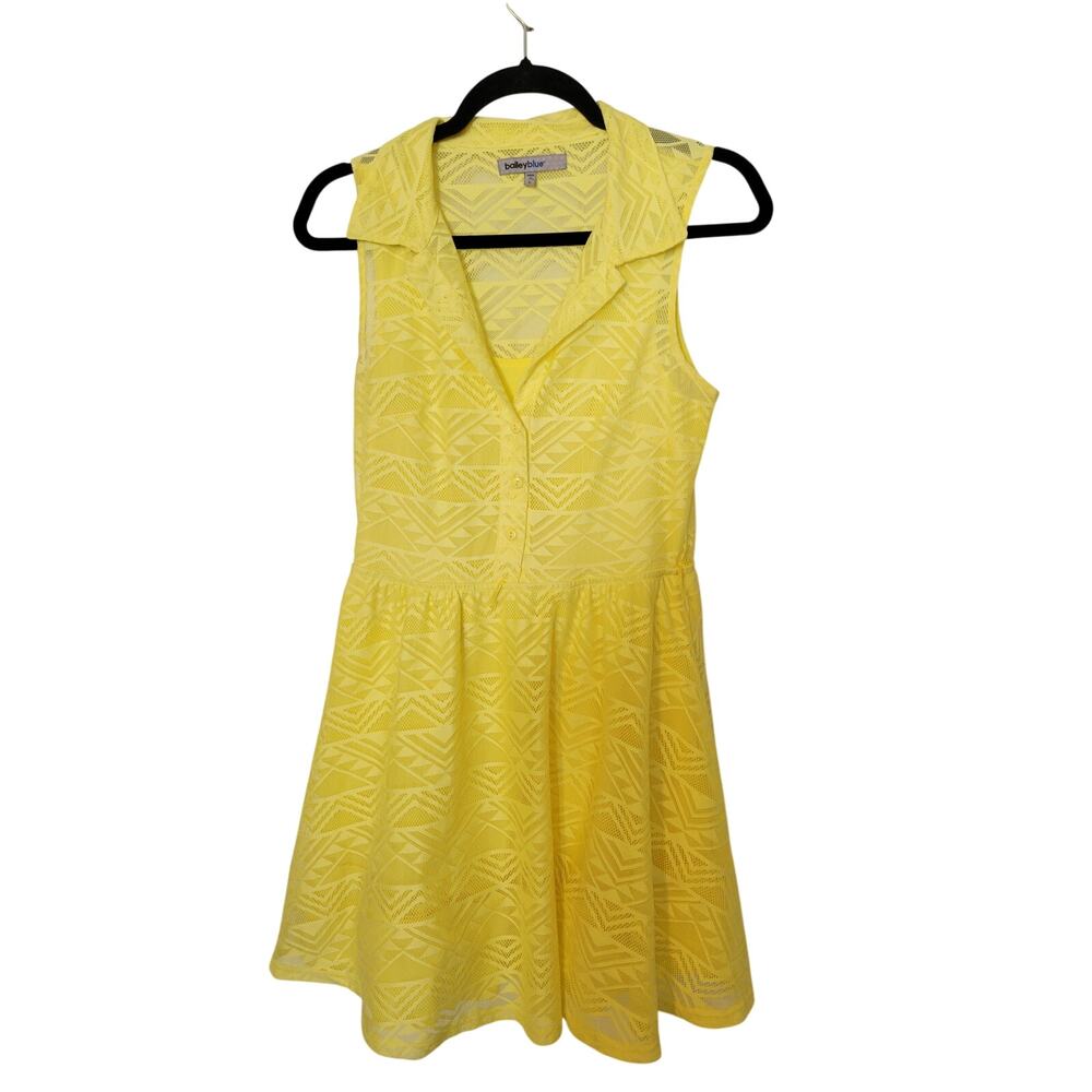 Bailey Blue Yellow Geometric Lace Button-Down Mini Dress - Size L